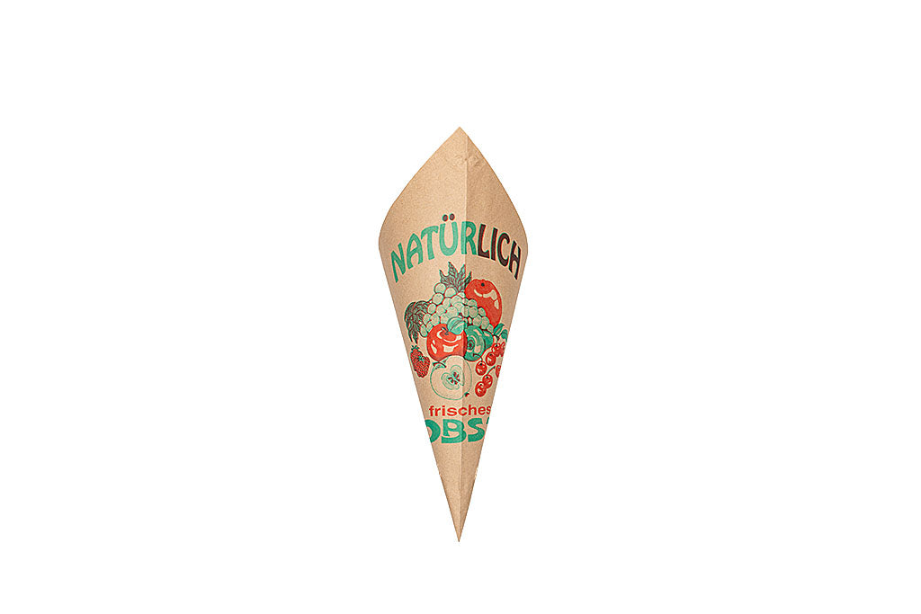 Spitztüte klein, Motiv Obst, reißfest bis ca. 0,75 Kg, 31 cm